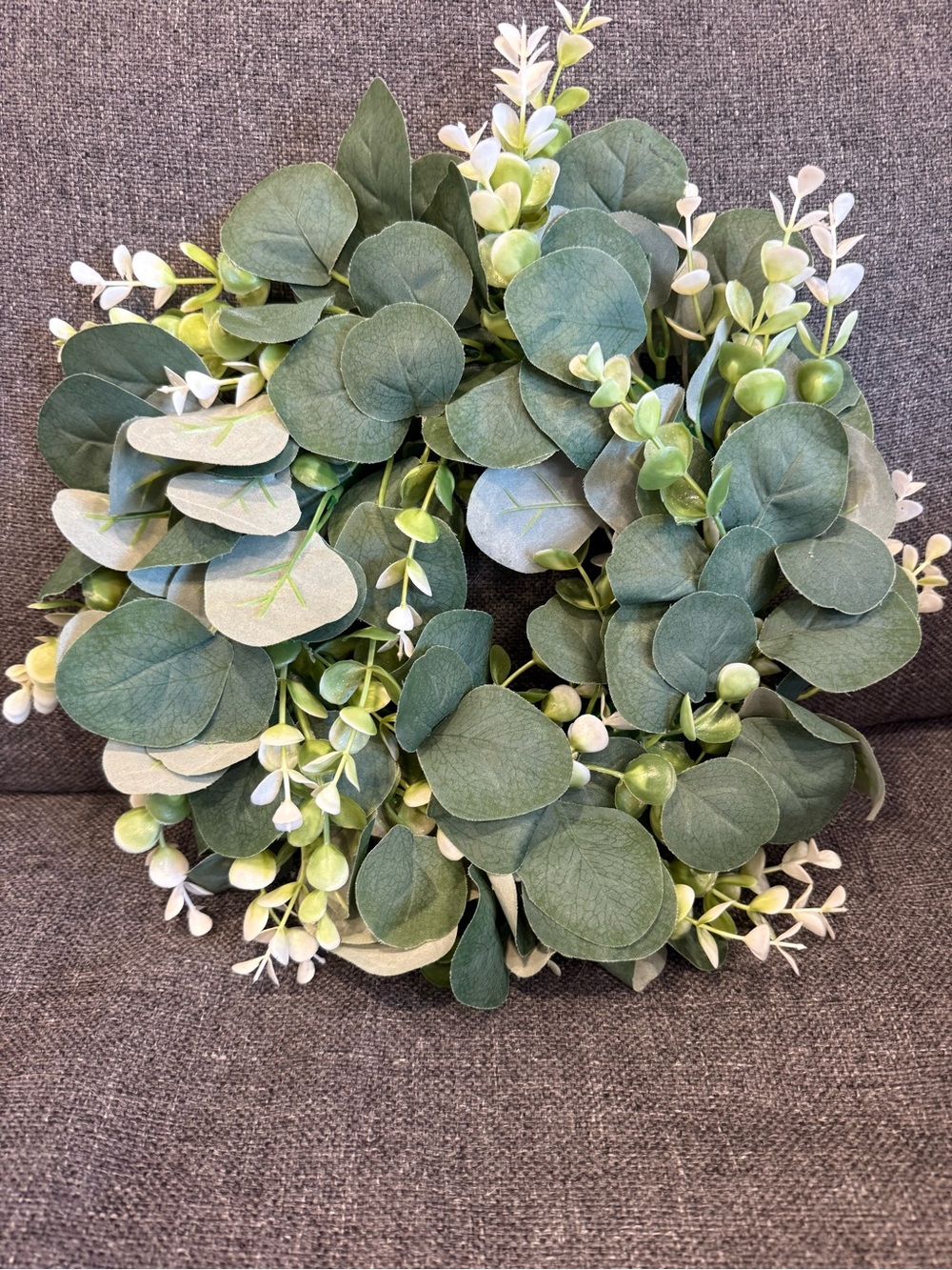 Green Faux Eucalyptus Wreath - Lush Greenery Accent